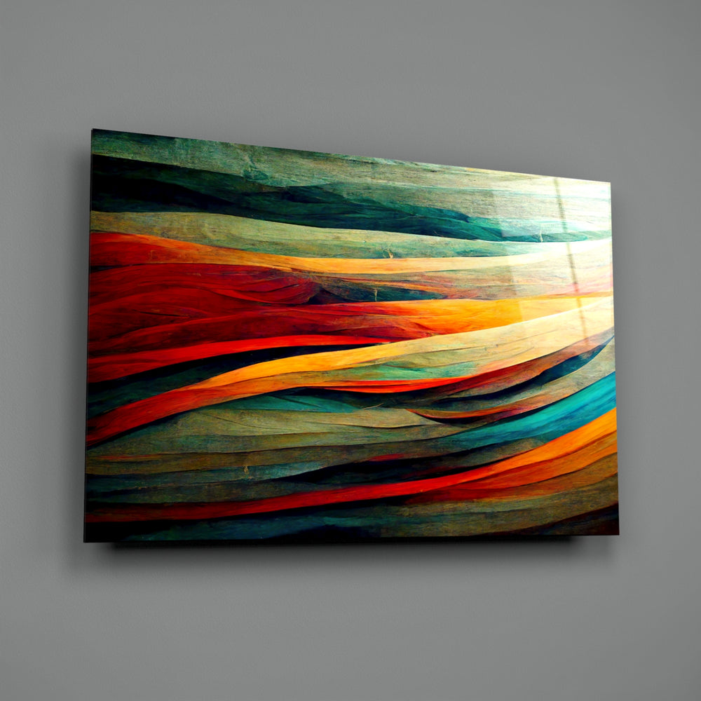 Abstract-flow panel bringing rhythmic energy to a contemporary dining room
