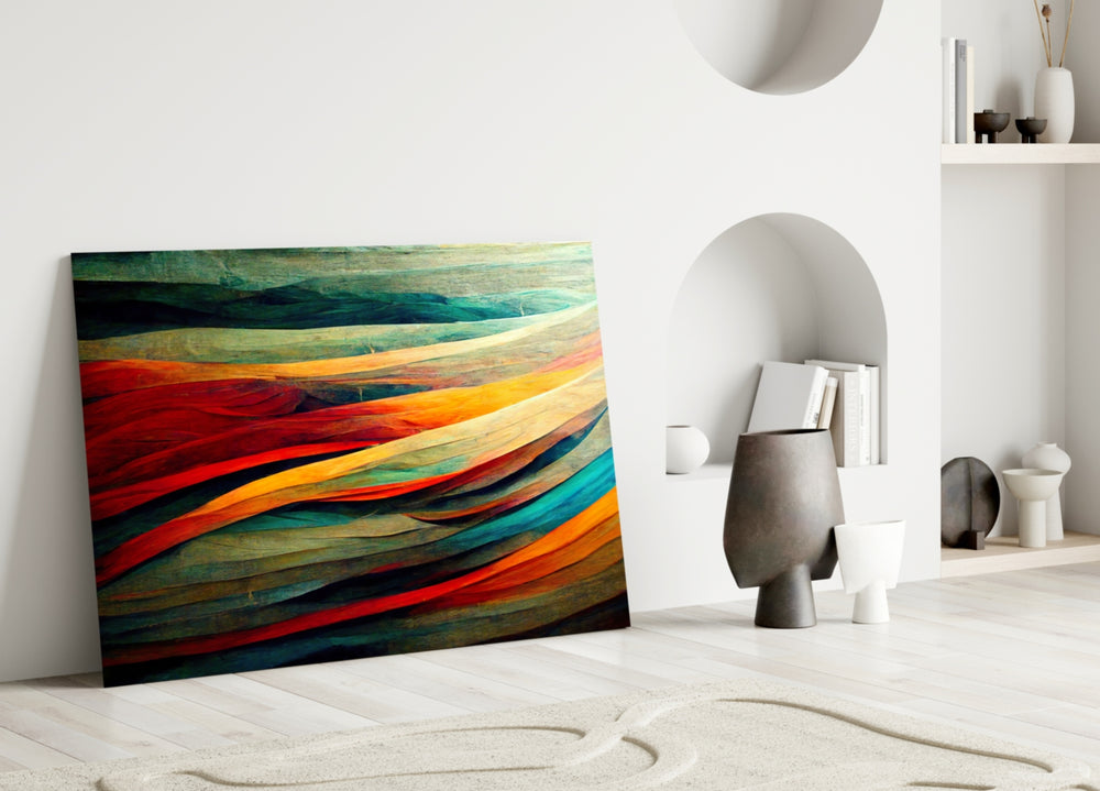 The Flow close-up showing layered teal and ember ribbons in painted strokes