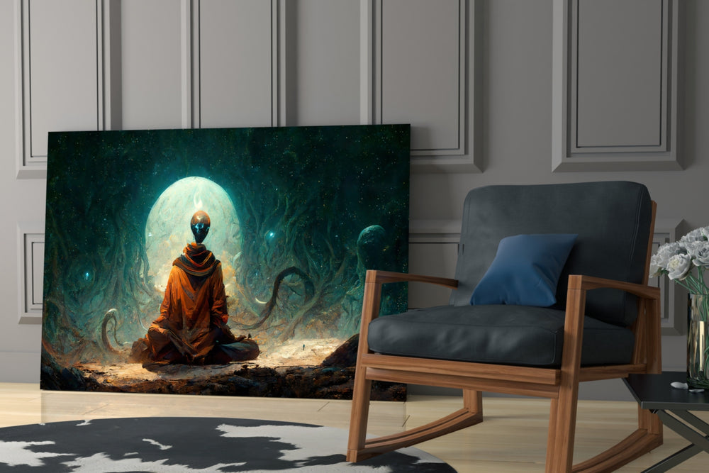 Meditation glass print enhancing a kids room with cinematic mood