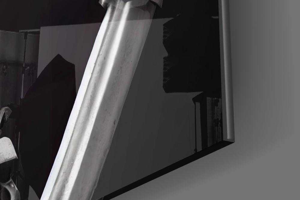 First Humachine artwork anchoring a wall with bold monochrome palette