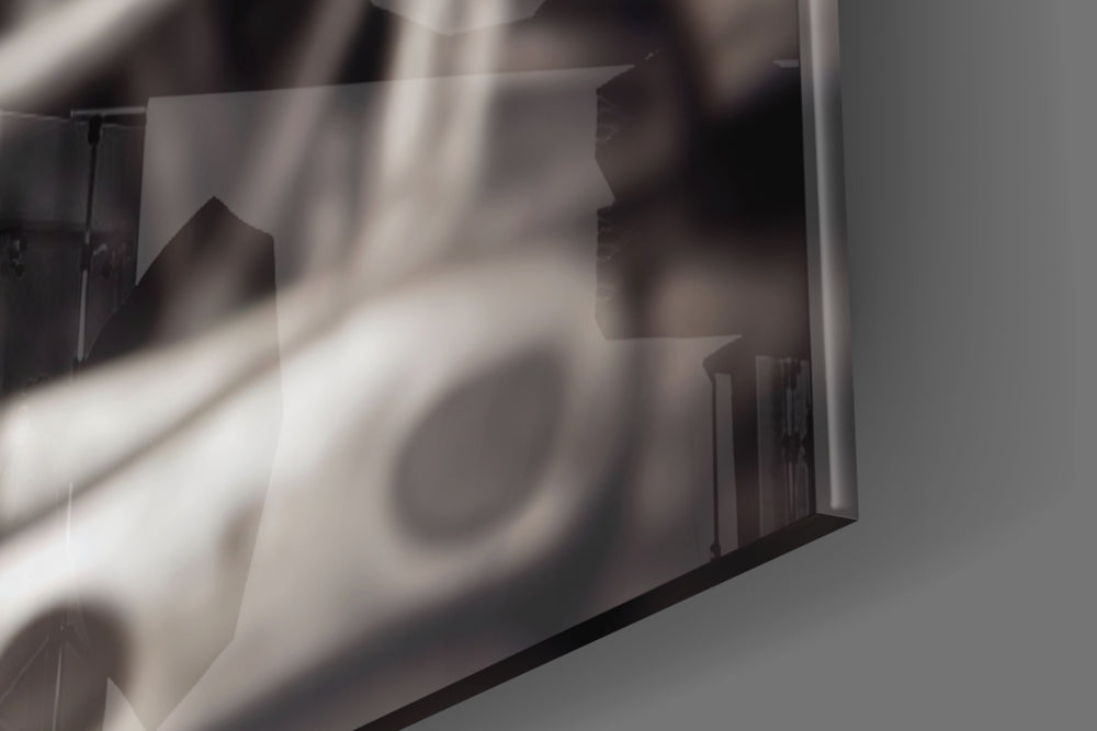 To be a Machine artwork anchoring a wall with bold monochrome palette