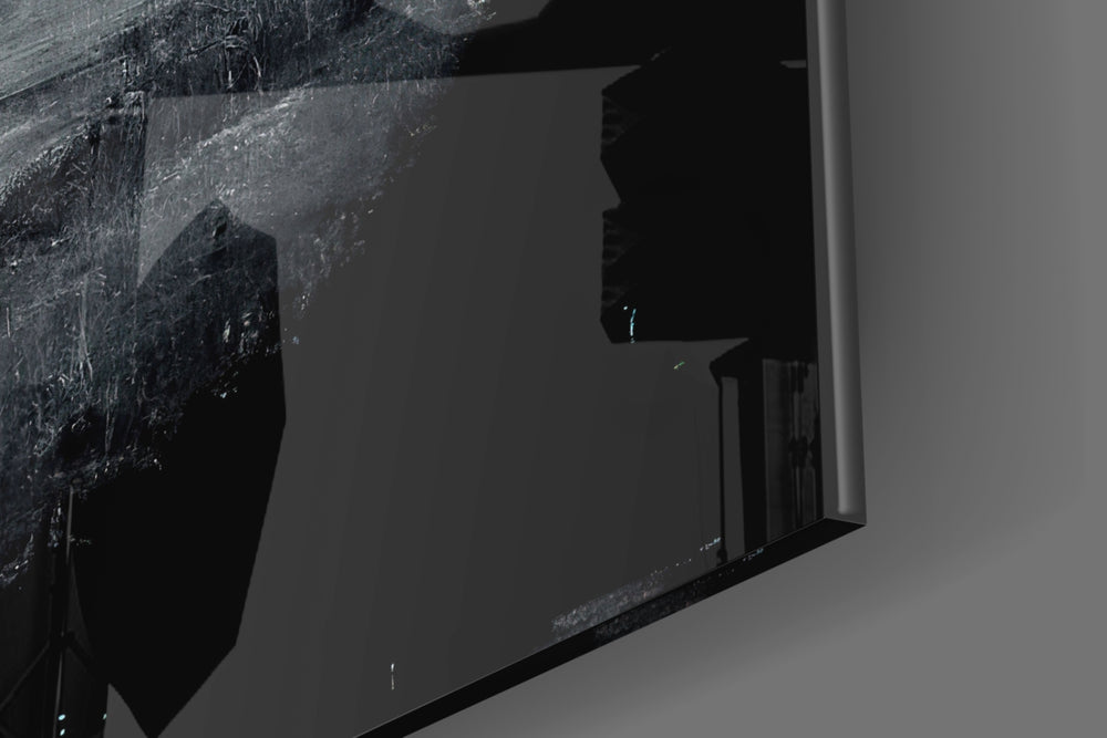 Loneliness artwork anchoring a wall with bold monochrome palette