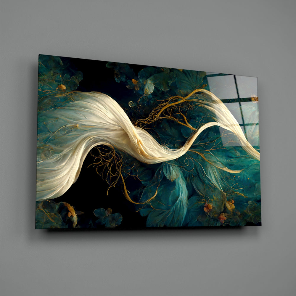 Luxury-abstract panel bringing sumptuous calm to a contemporary dining room