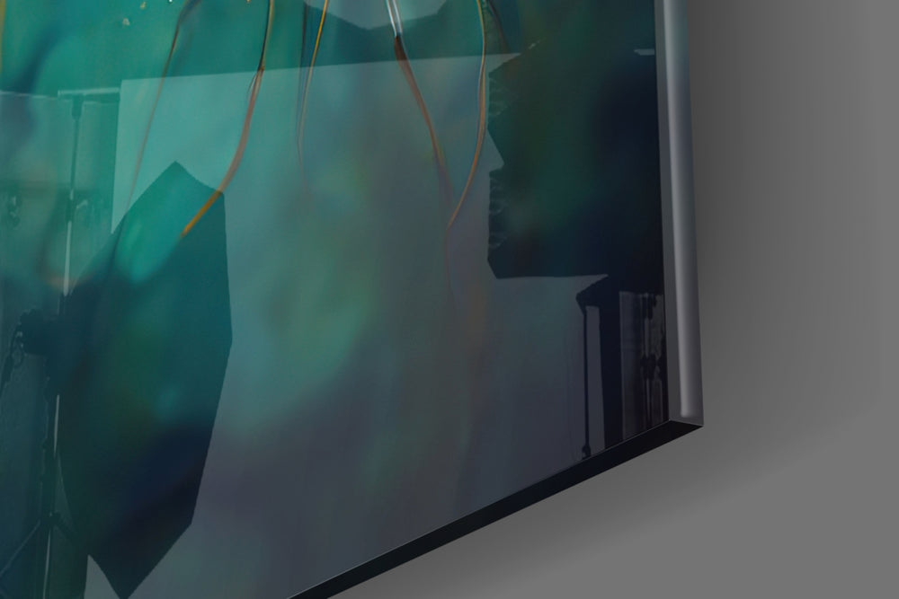 Jelly Eyes artwork anchoring a wall with cool vibrant palette