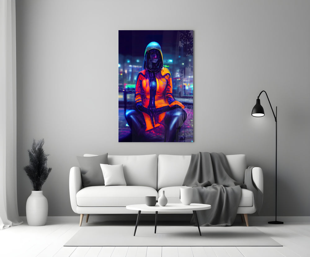The Wait close-up showing hooded courier with neon-orange jacket
