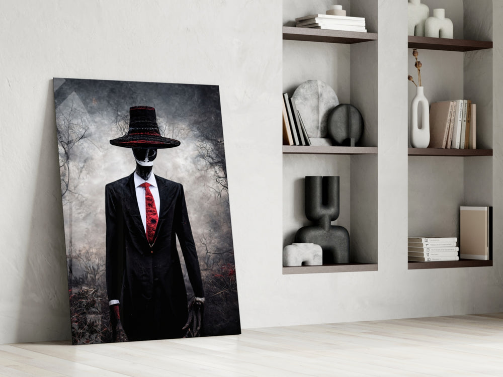 Negotiator glass print enhancing a gaming room with cinematic mood