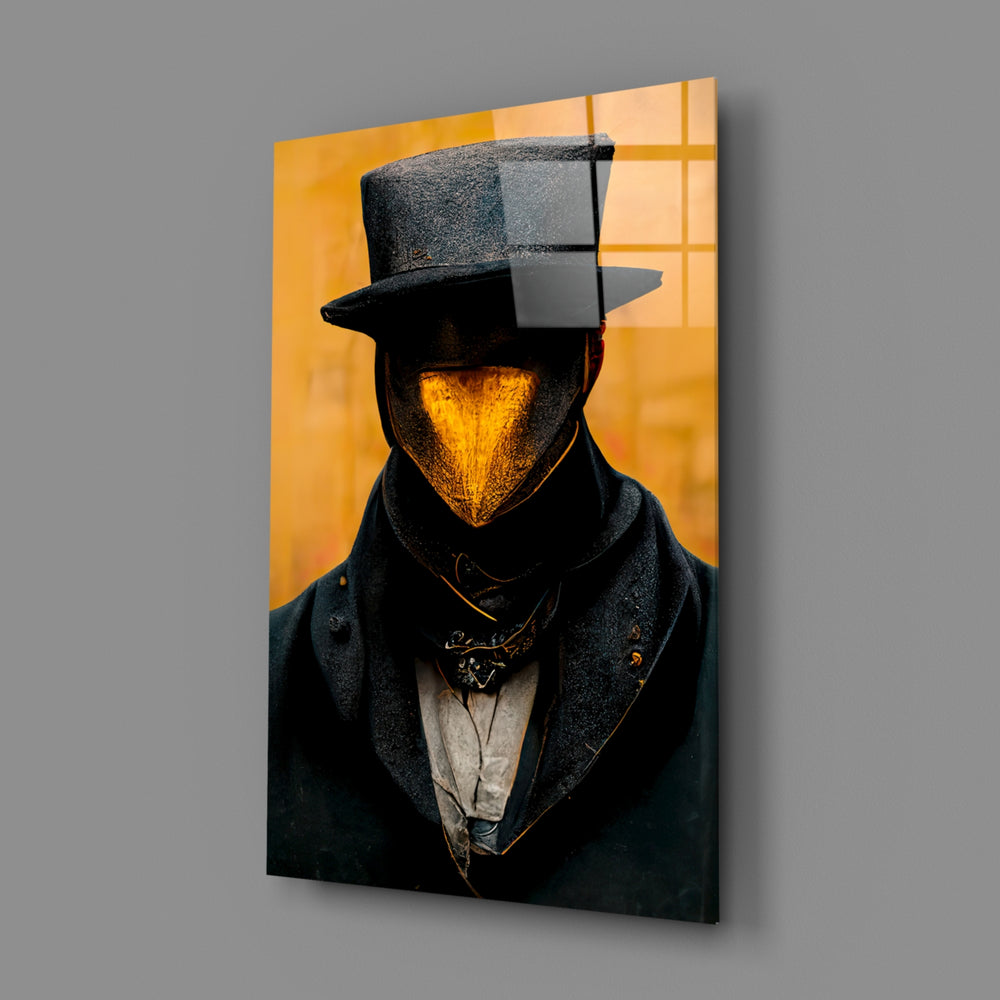 Steampunk-icon panel bringing solemn gravity to a contemporary man cave