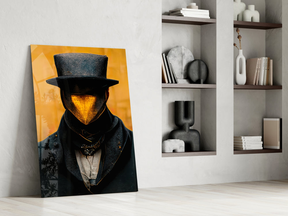 Mr. Beak glass print enhancing a gaming room with cinematic mood