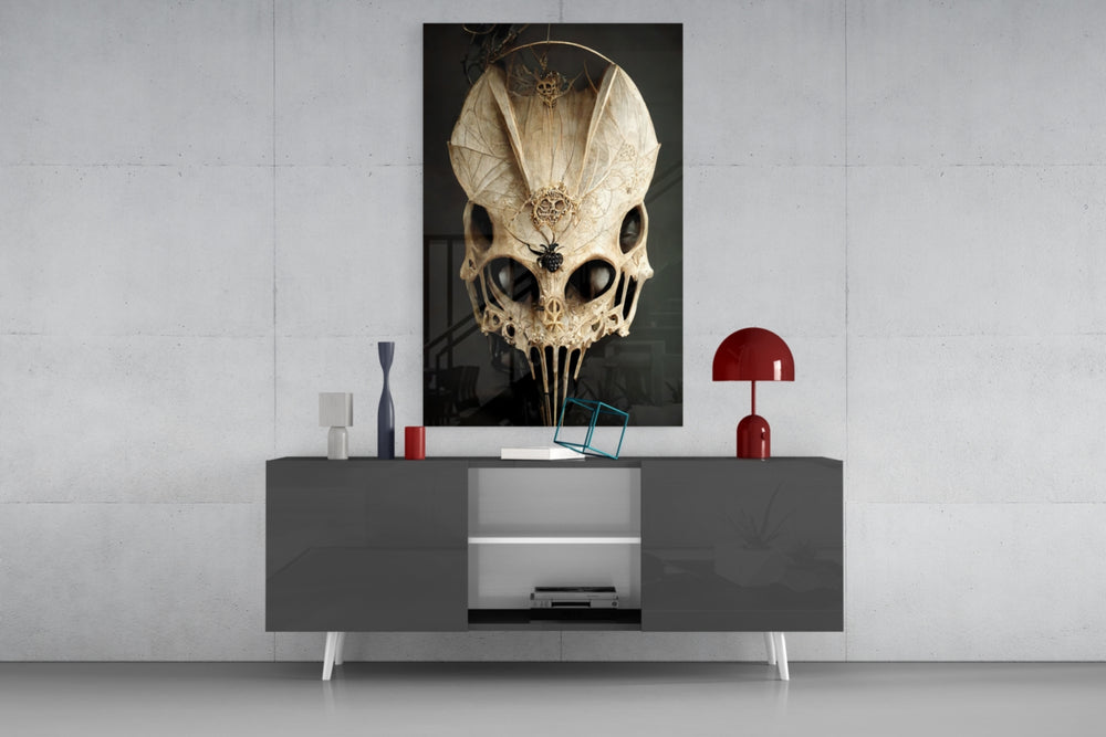 It's Skull panel catching window light to reveal its haunted stillness