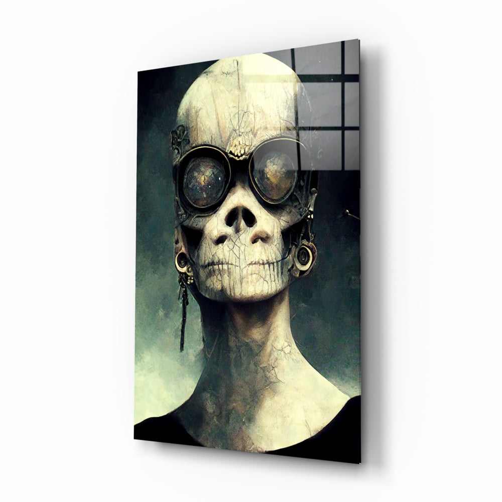 No Talk glass wall art displayed above a steel console in an industrial loft with Edison bulbs