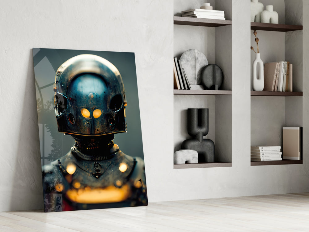 Fighter glass print enhancing a gaming room with cinematic mood