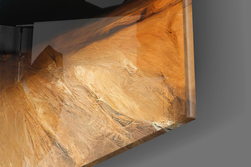 Meditation artwork anchoring a wall with warm dramatic palette