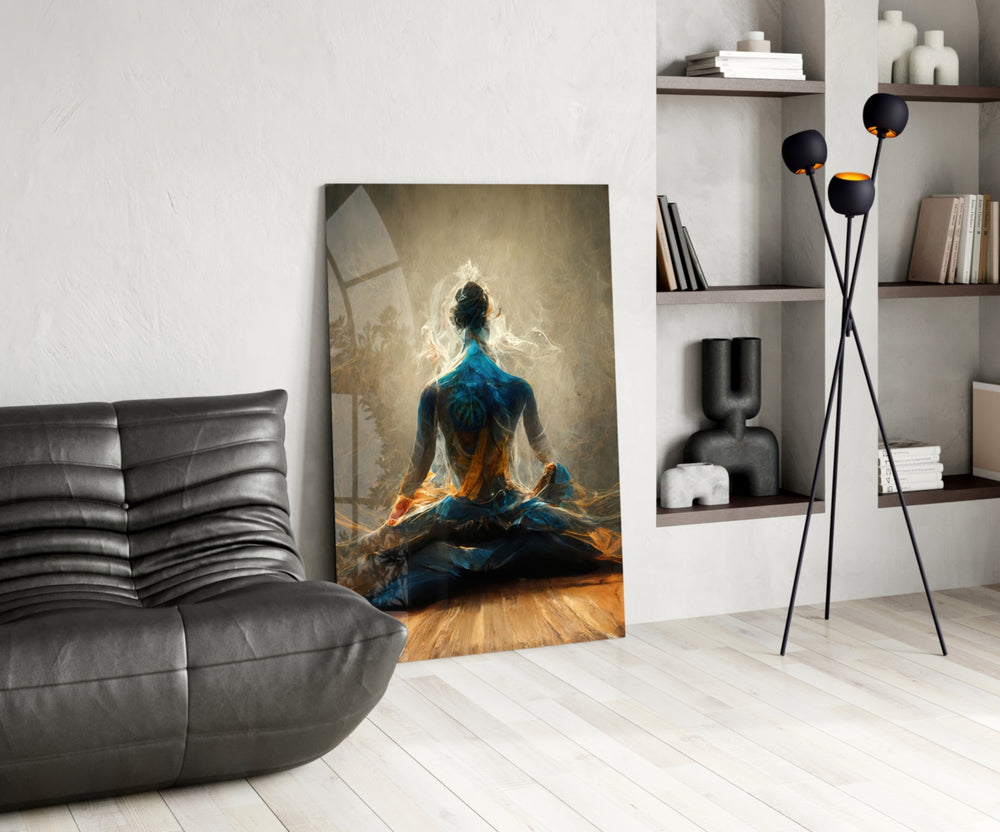 Meditation panel adding editorial grace to a hallway