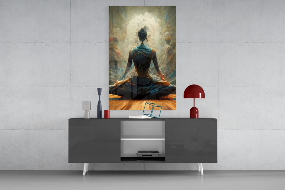 Meditation panel catching window light to reveal its meditative serenity