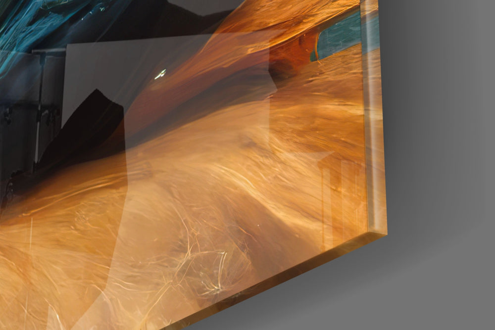Meditation artwork anchoring a wall with warm dramatic palette