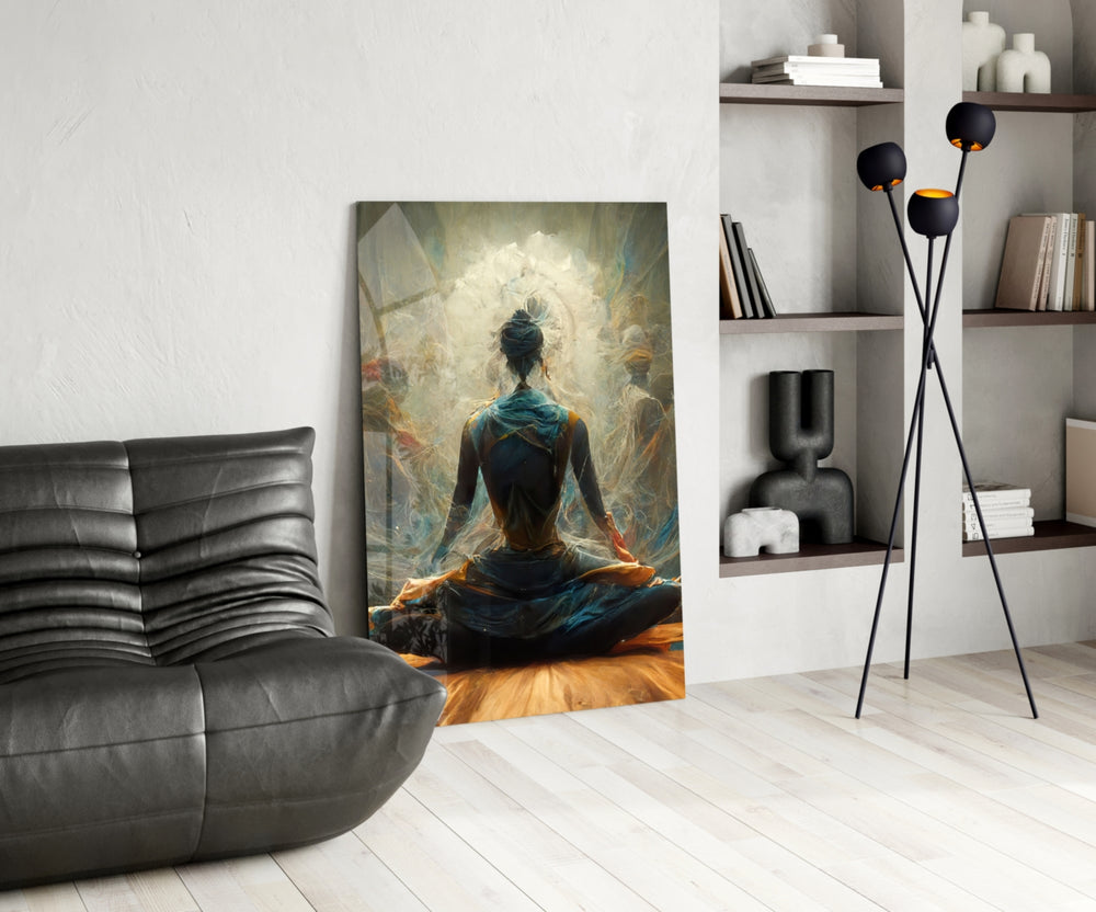 Meditation panel adding editorial grace to a hallway