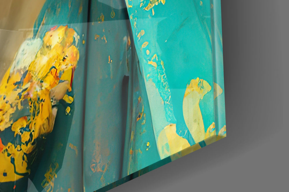 Virtual Beauty artwork anchoring a wall with warm dramatic palette