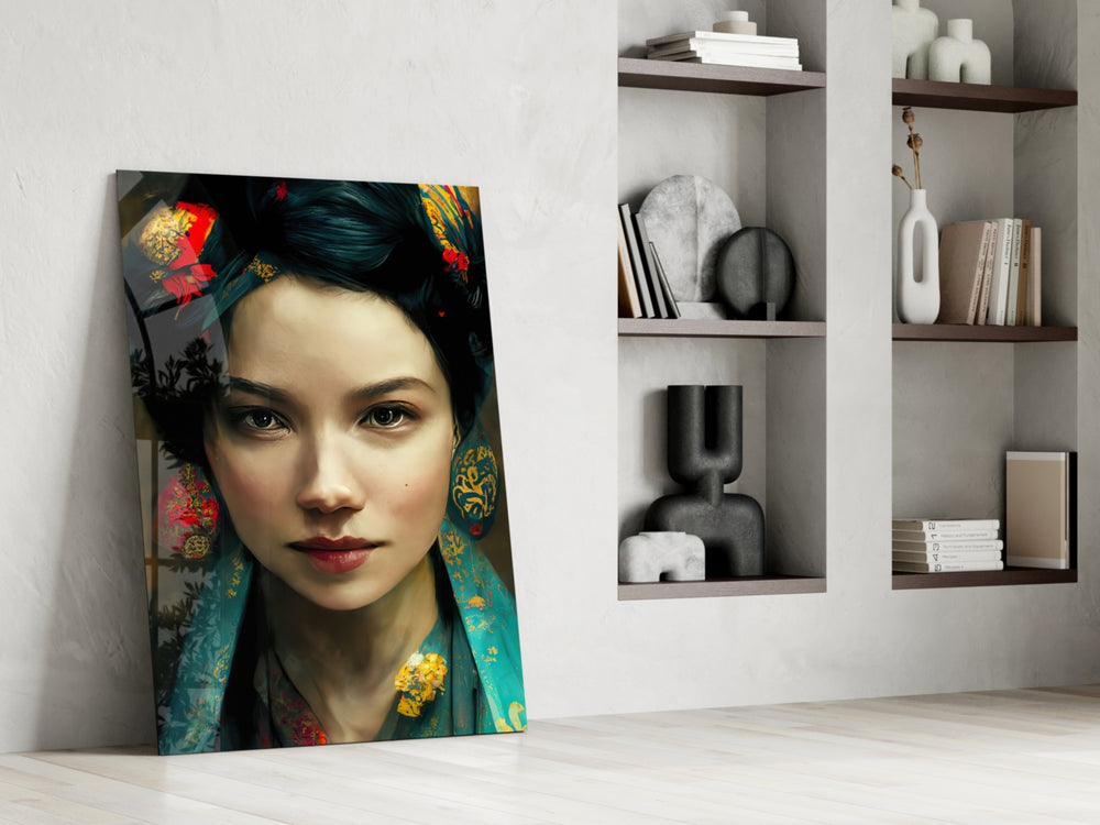 Virtual Beauty glass print enhancing an office with cinematic mood