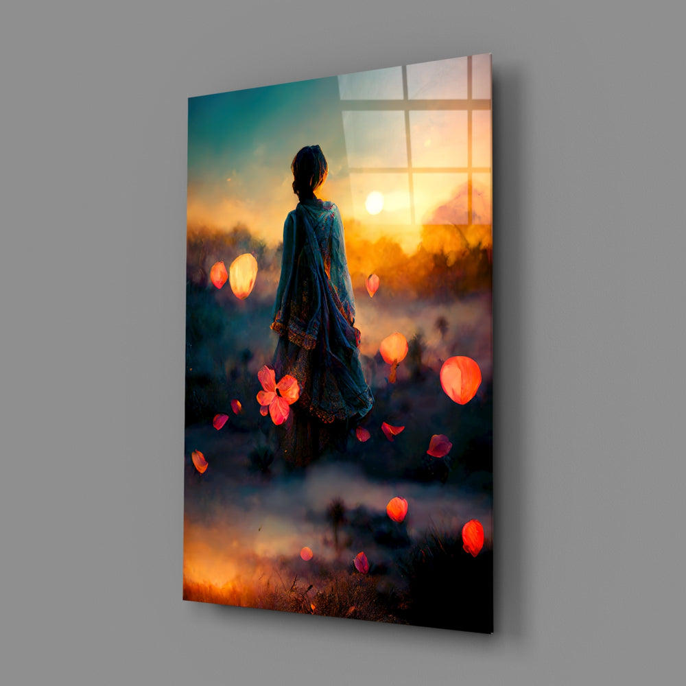 Surreal-fantasy panel bringing meditative warmth to a contemporary living room