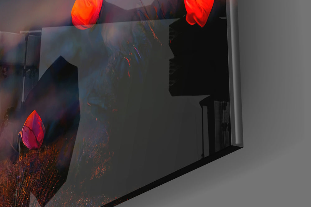 Towards Sunset artwork anchoring a wall with warm dramatic palette