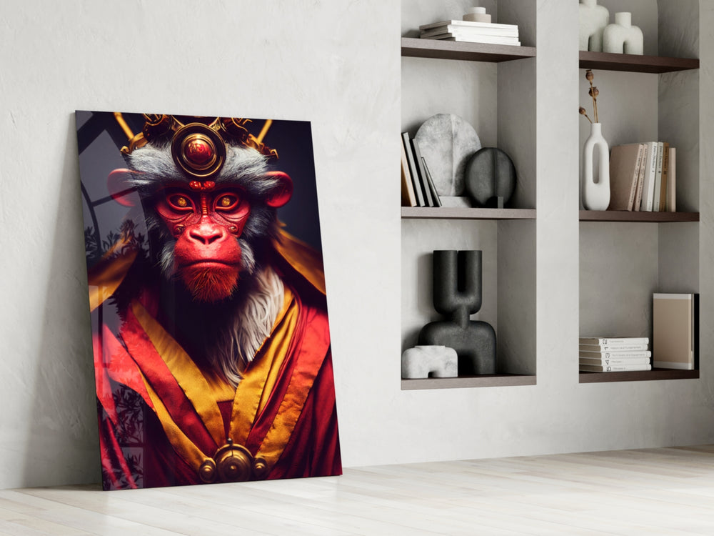 Ape King glass print enhancing a living room with cinematic mood