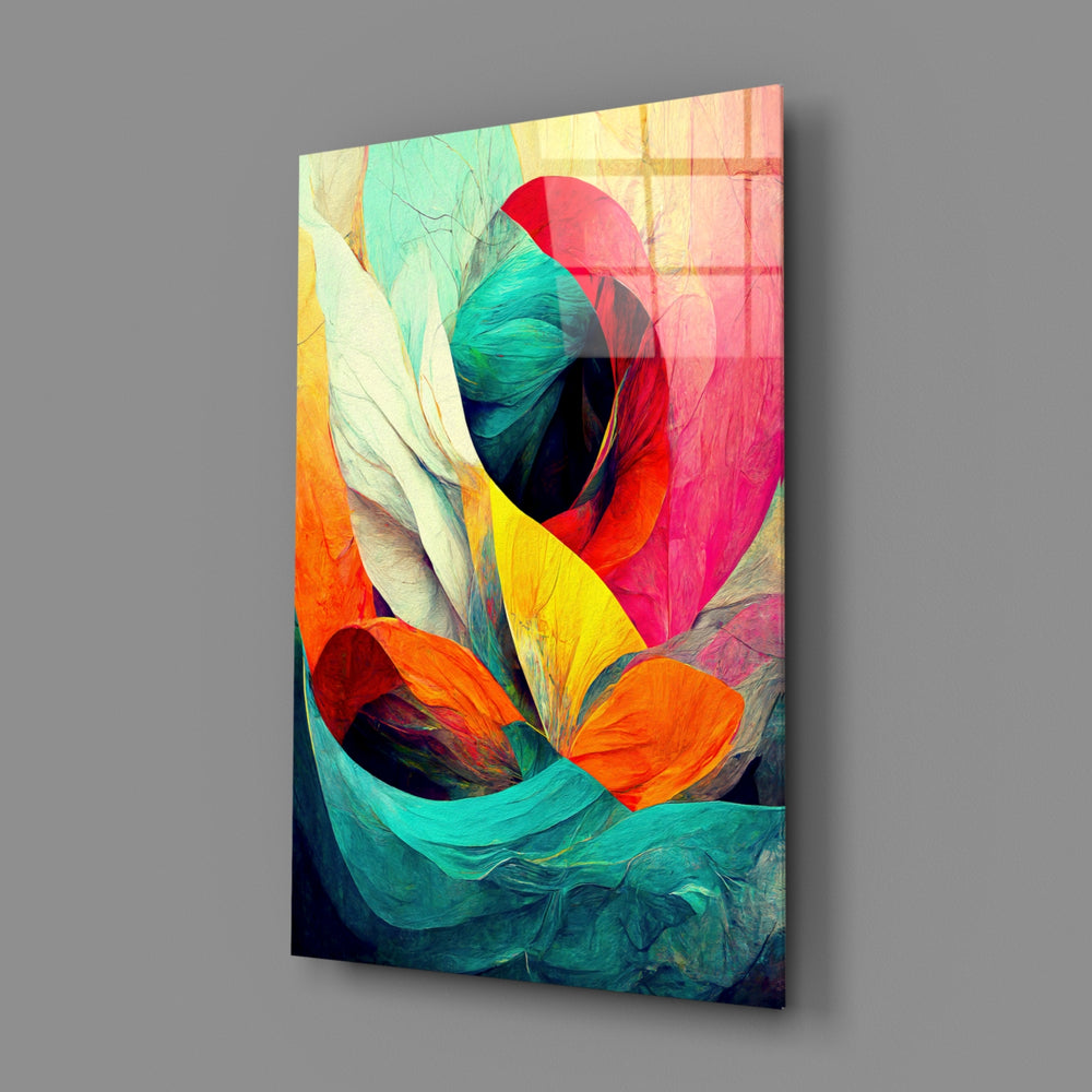 Floral-abstract panel bringing luminous energy to a contemporary bedroom