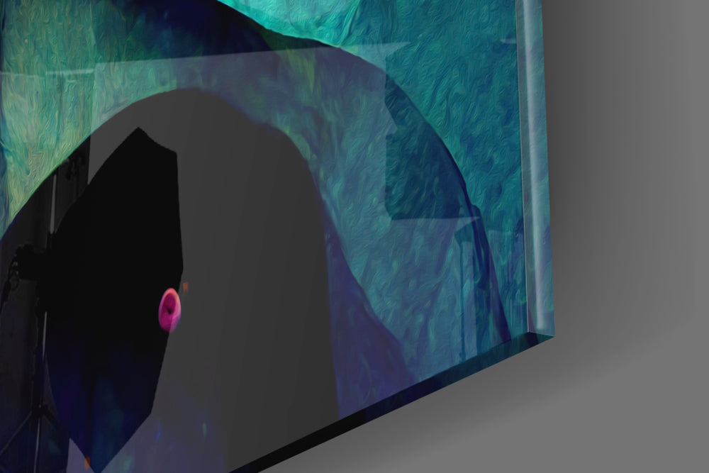 The Hug artwork anchoring a wall with bold vibrant palette