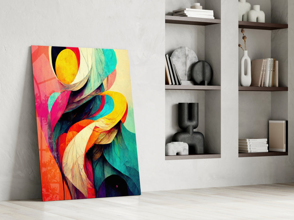 The Hug glass print enhancing an office with cinematic mood