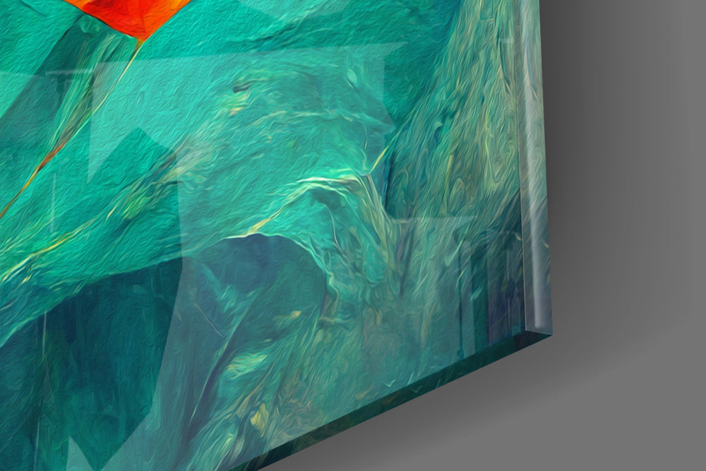 Hidden Swan artwork anchoring a wall with bold vibrant palette