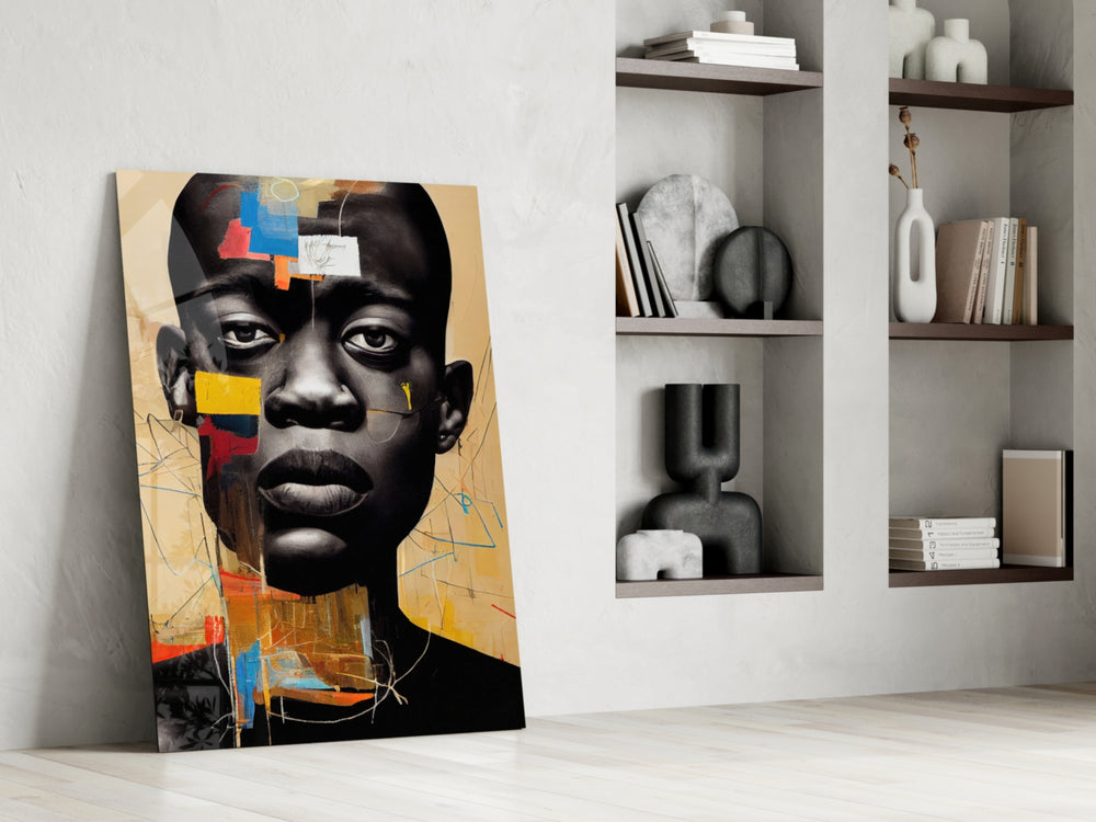 The Rebellious Look glass print enhancing a dining room with cinematic energy