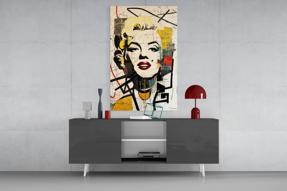 Pop Art Glamour Starlet Glass Wall Art || Designer Collection