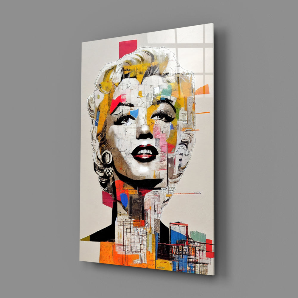 Pop-art-collage panel bringing luminous nostalgia to a contemporary home theater