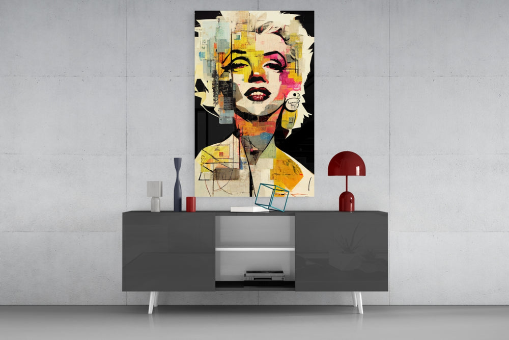 Pop Art Glamour Starlet Glass Wall Art || Designer Collection