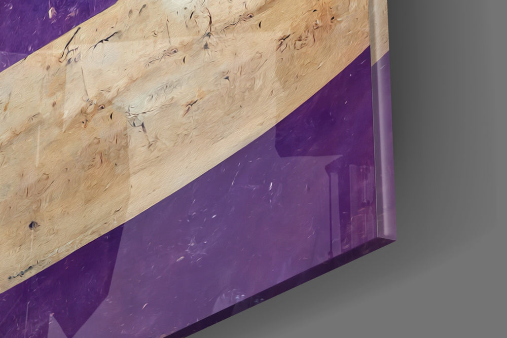 Waves artwork anchoring a wall with cool dramatic palette