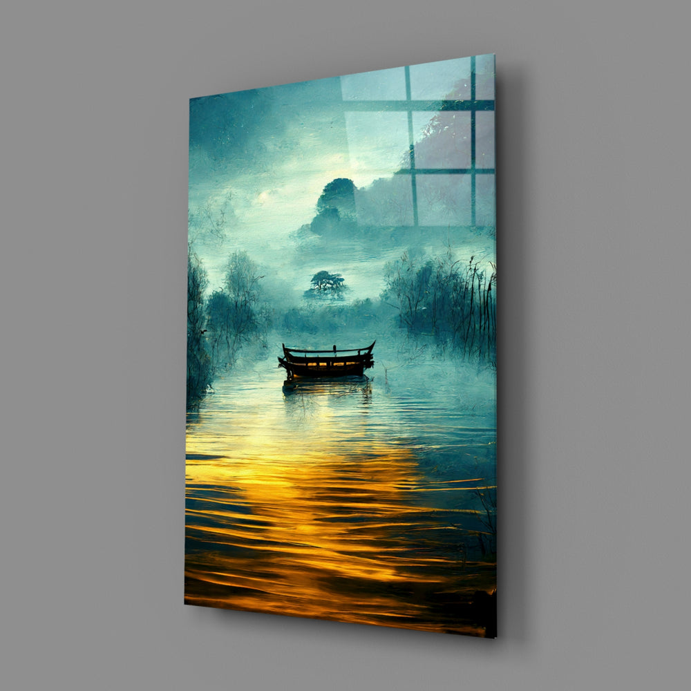 Painterly-landscape panel bringing meditative serenity to a contemporary living room