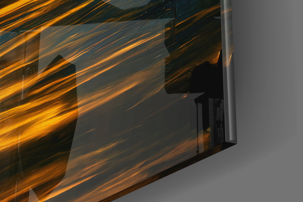 Silence artwork anchoring a wall with warm dramatic palette