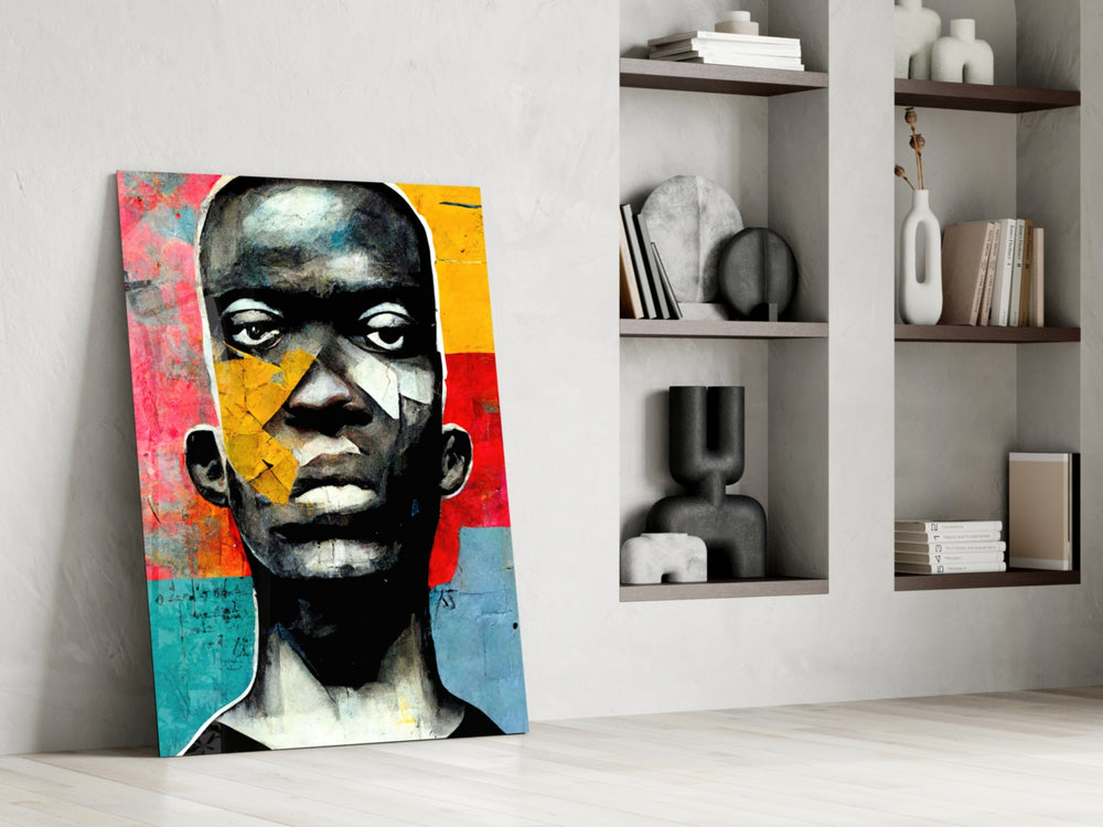 The Rebellious Look glass print enhancing a dining room with cinematic energy