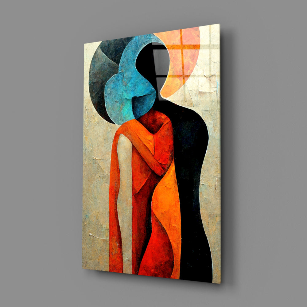 Cubist-figurative panel bringing tender stillness to a contemporary living room