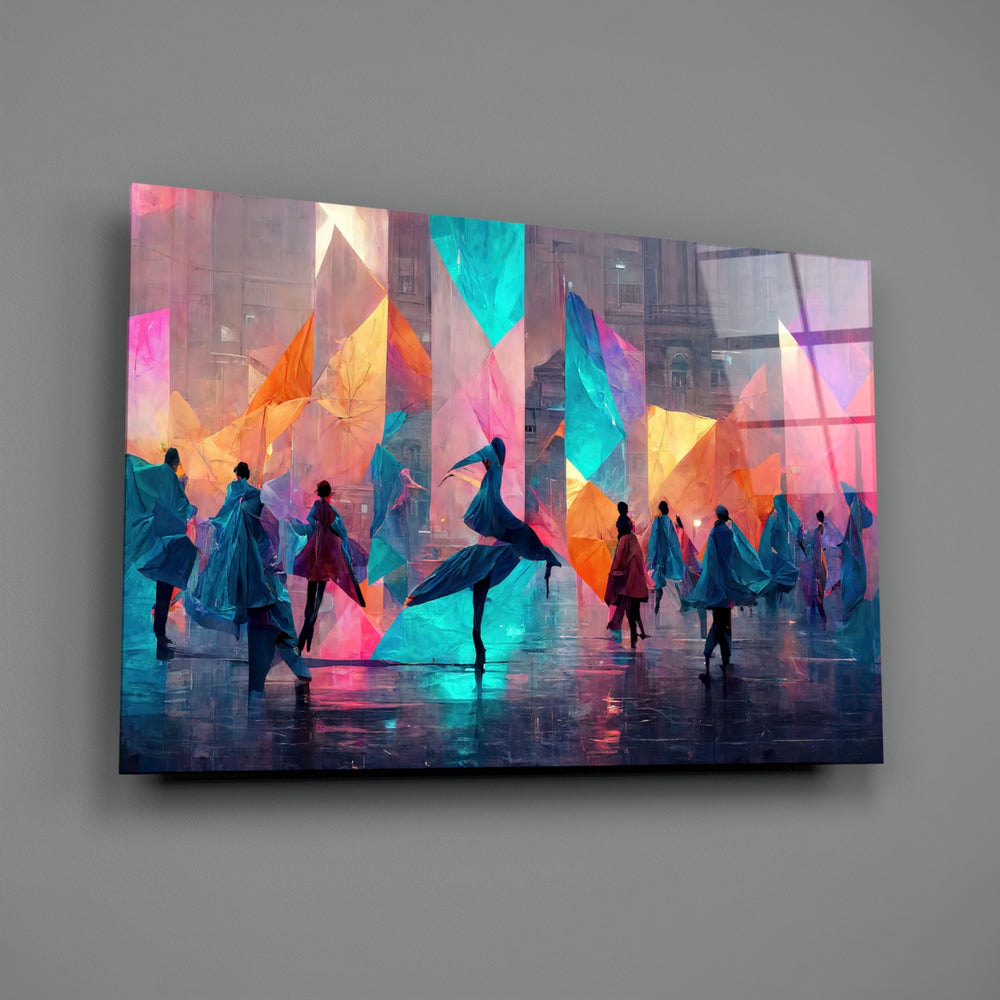 Cyber-cubist panel bringing electric energy to a contemporary dining room