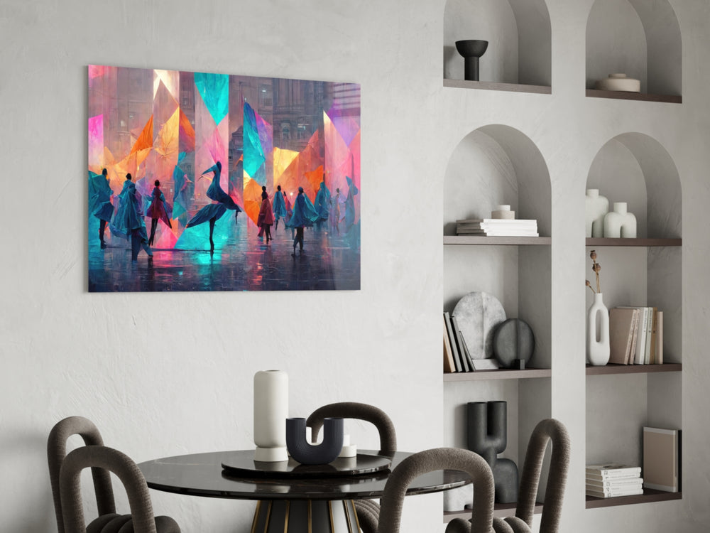 Cubic Walk panel adding editorial drama to a teen lounge