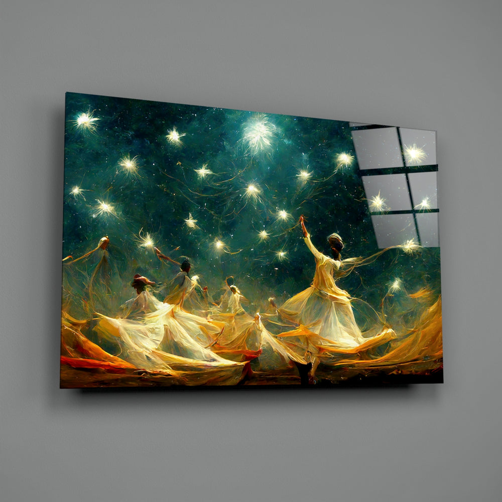 Mystic-painting panel bringing meditative grace to a contemporary dining room