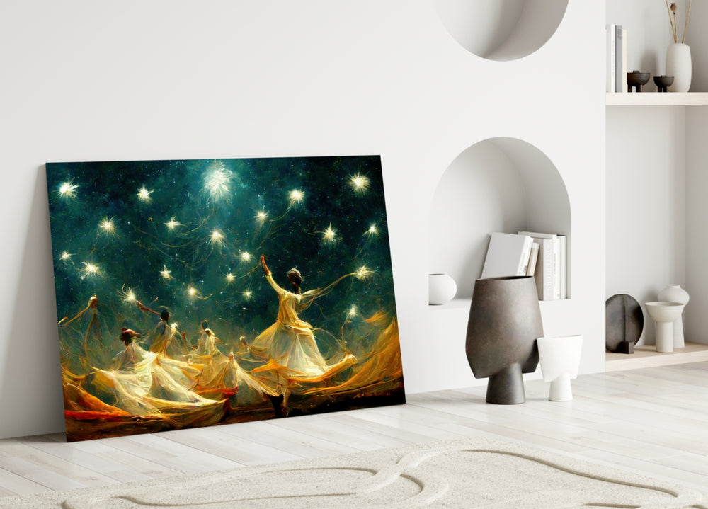Mysticism close-up showing whirling dervish under golden sparklers