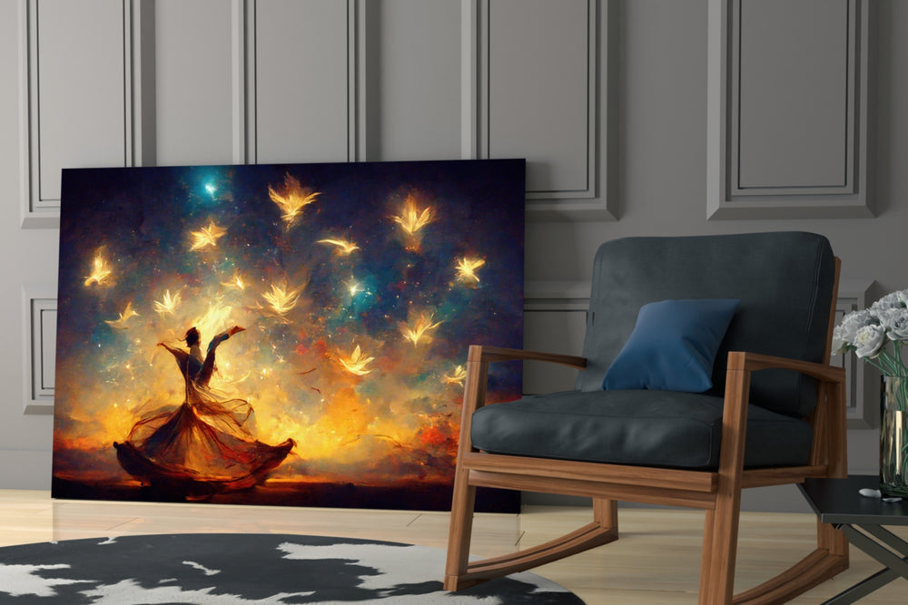 Mysticism glass print enhancing an office with cinematic mood
