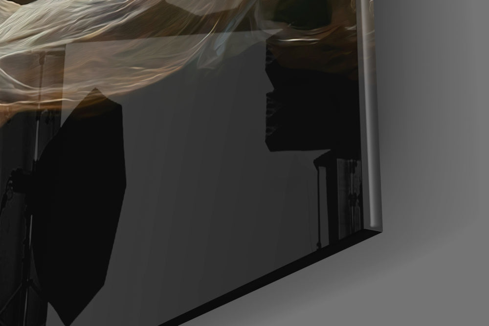 Mysticism artwork anchoring a wall with warm dramatic palette