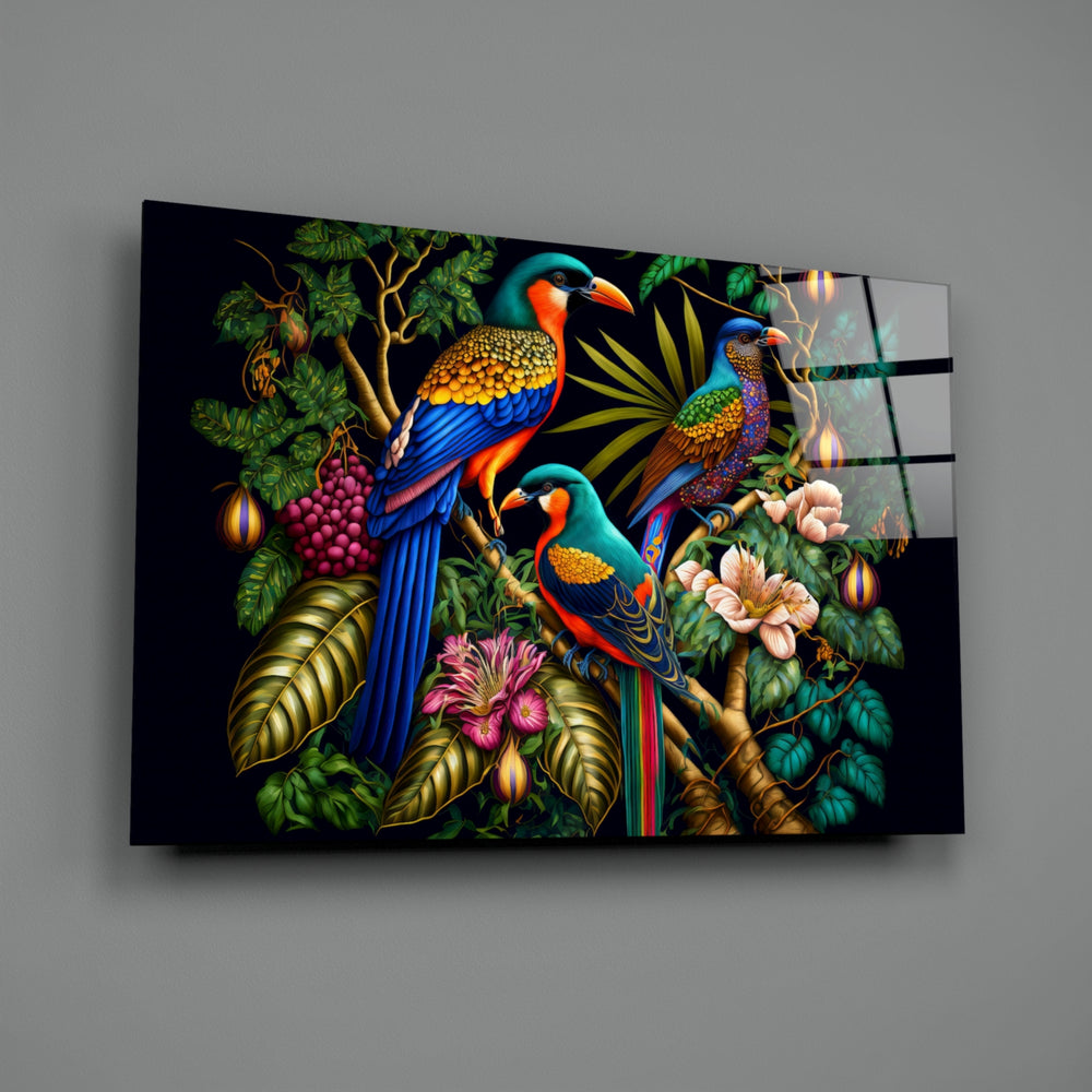 Botanical-illustration panel bringing luminous energy to a contemporary living room