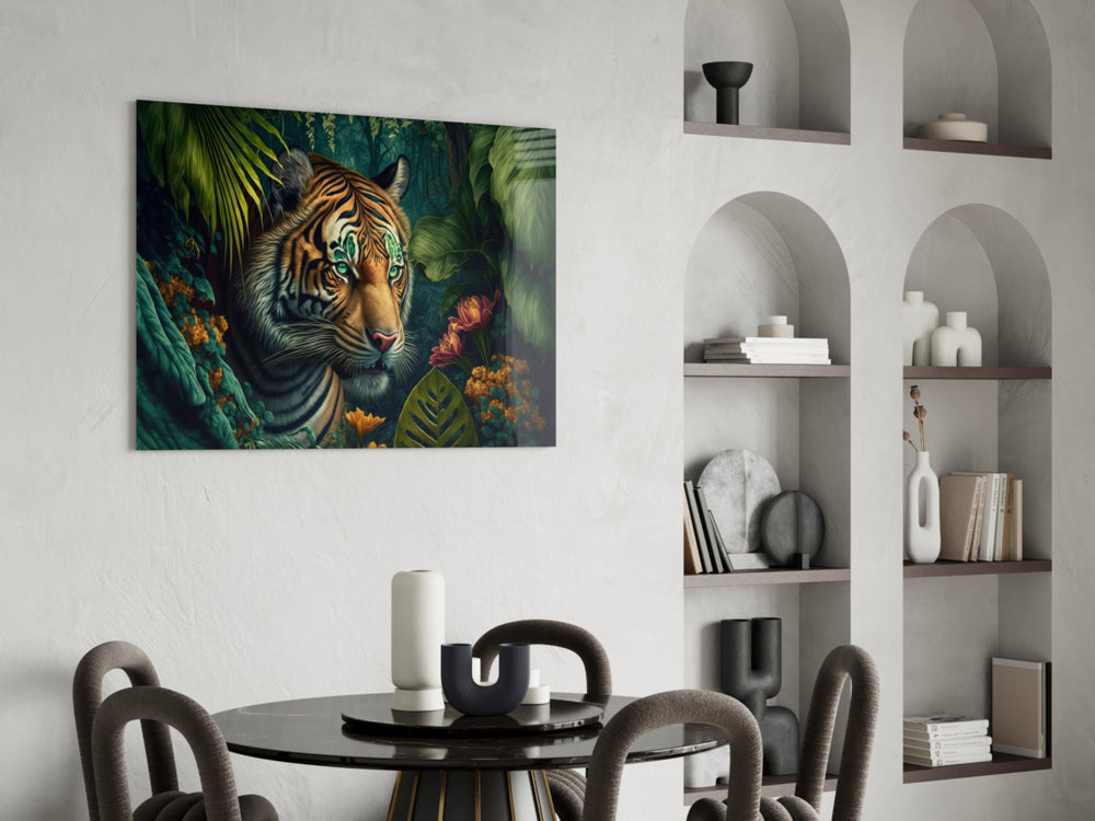Trap Behind Flowers panel adding editorial grace to an office