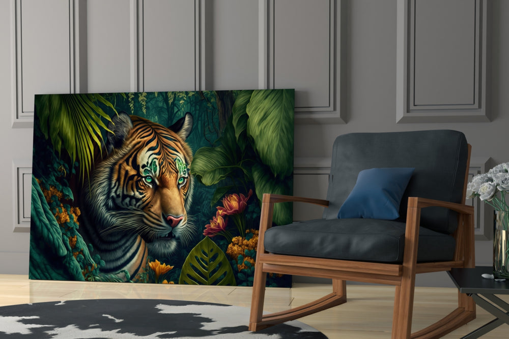 Trap Behind Flowers glass print enhancing a man cave with cinematic mood