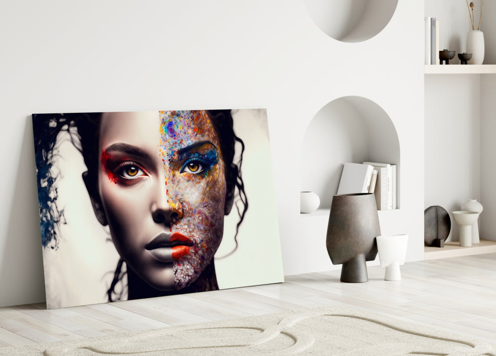 From Cartoon to Reality close-up showing split-face muse in graphite and mosaic