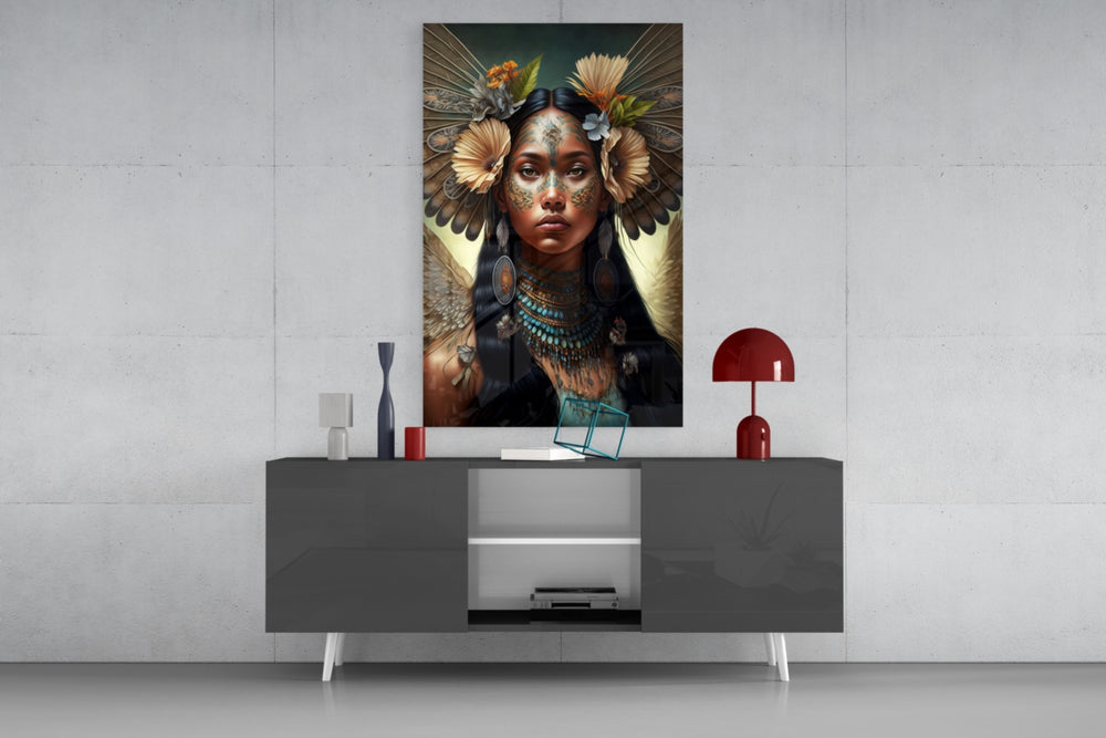 Princess of Flowers panel catching window light to reveal its meditative grace