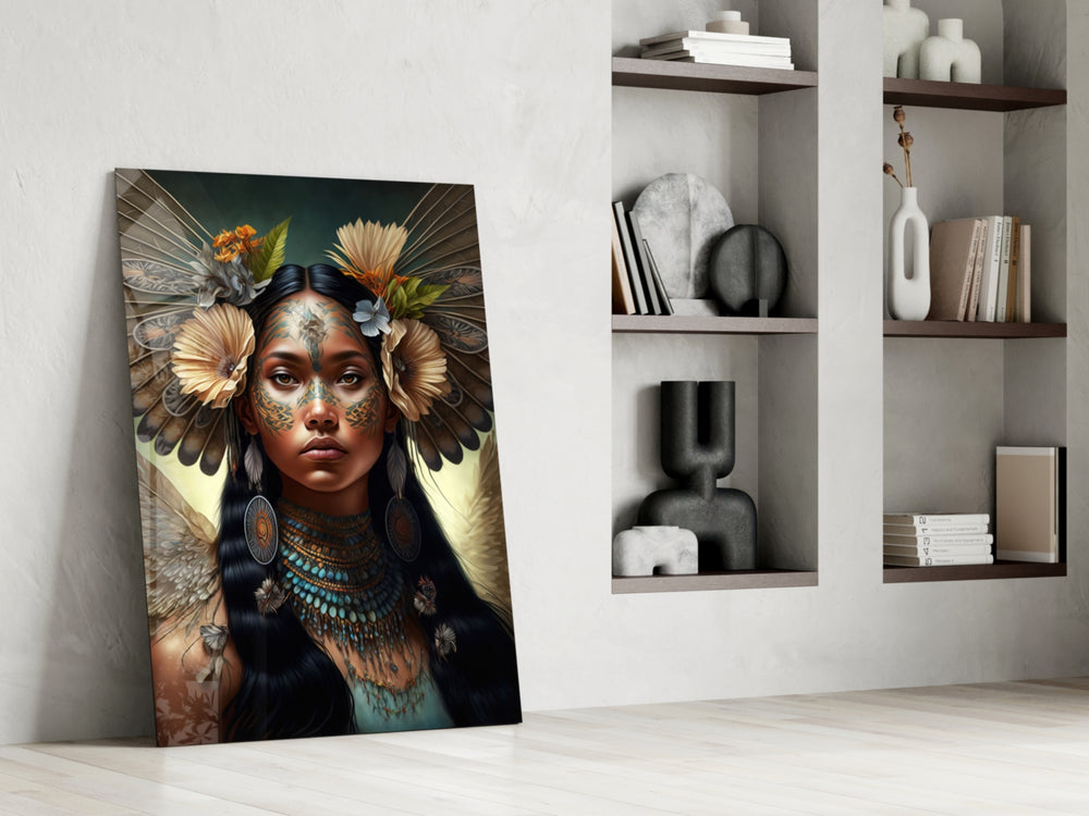 Princess of Flowers glass print enhancing a study with cinematic mood